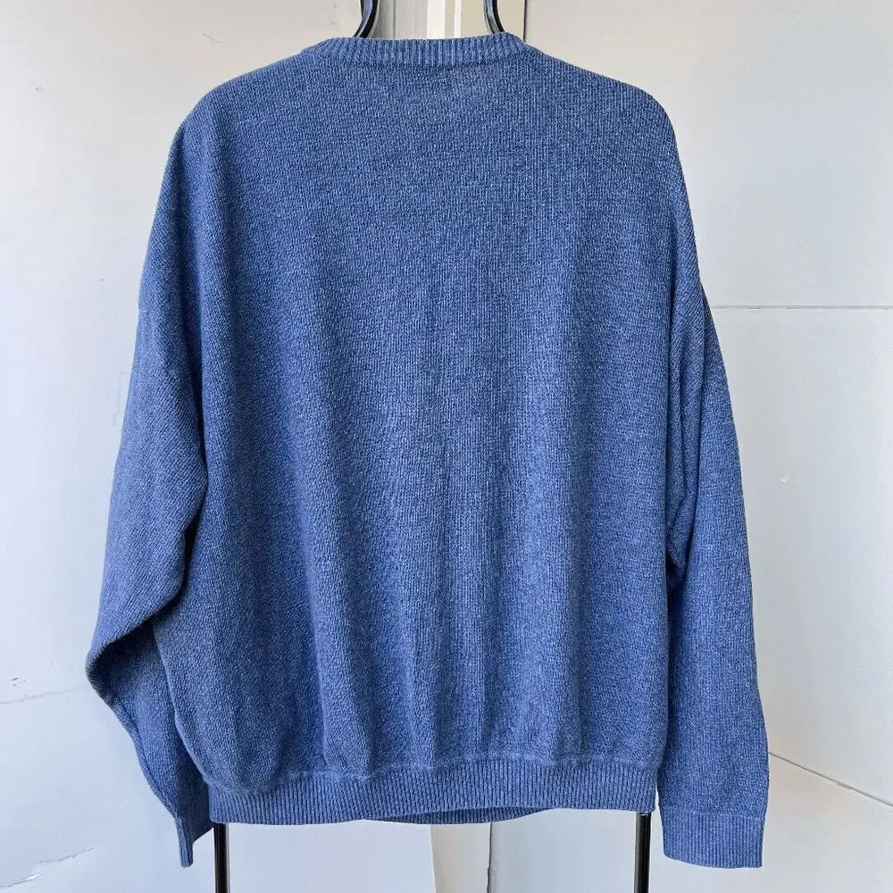 Vintage St. Croix Knits XXL Blue Geometric Midweight Knit Sweater - XXL